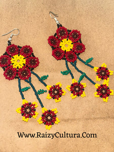 Red/yellow flower earrings✨