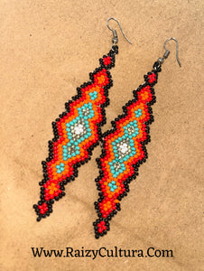 Black & Red Beaded Earrings ✨