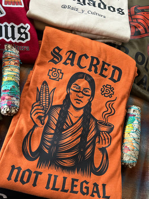 Sacred Not Illegal Tee (Terracotta/Black Print)